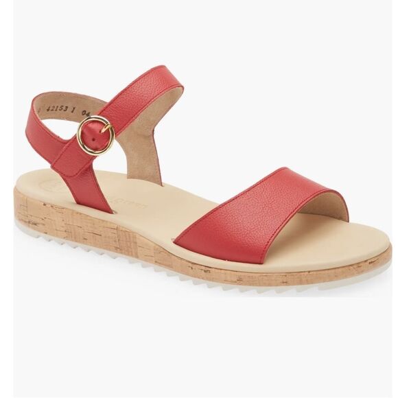 Paul Green Tippi Ankle Strap Platform Wedge Sandal in Salsa Red Leather US 6